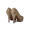 Damesschoenen - beige kanten pumps met hoge hakken - Afbeelding 3