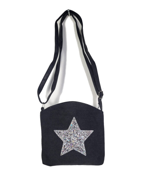 Diverse kleuren crossbody tassen met glitterster