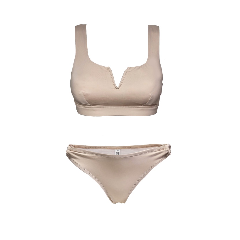 Beige preformed bikini sets for women