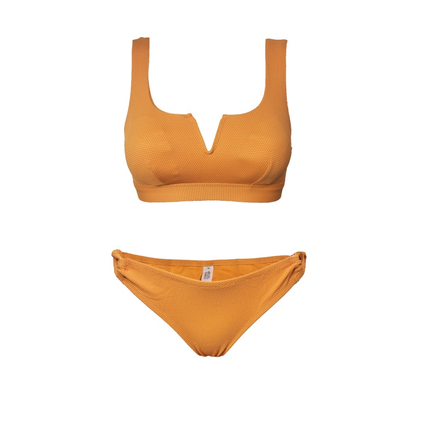Orange textured preformed bikini sets for women