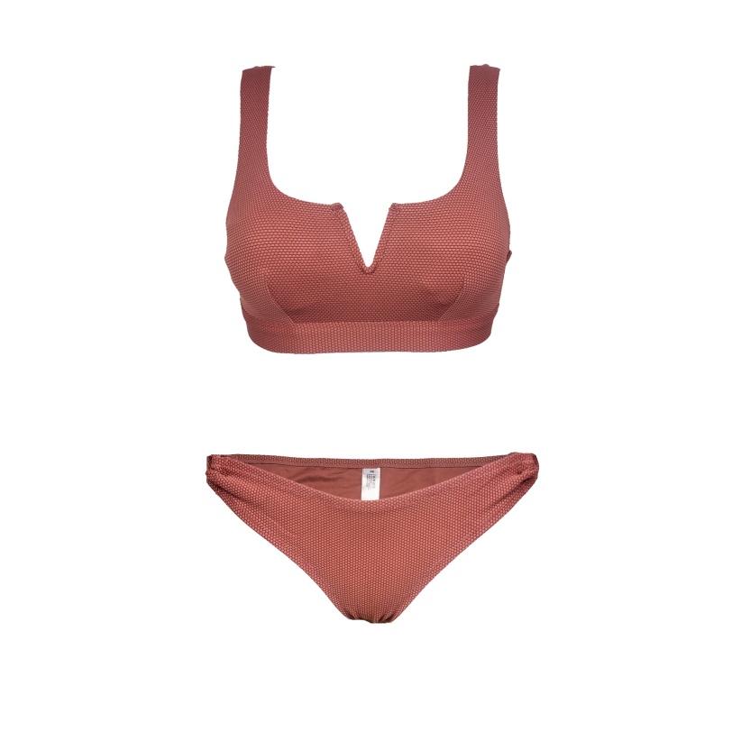 Rust brown textured preformed bikini sets for women