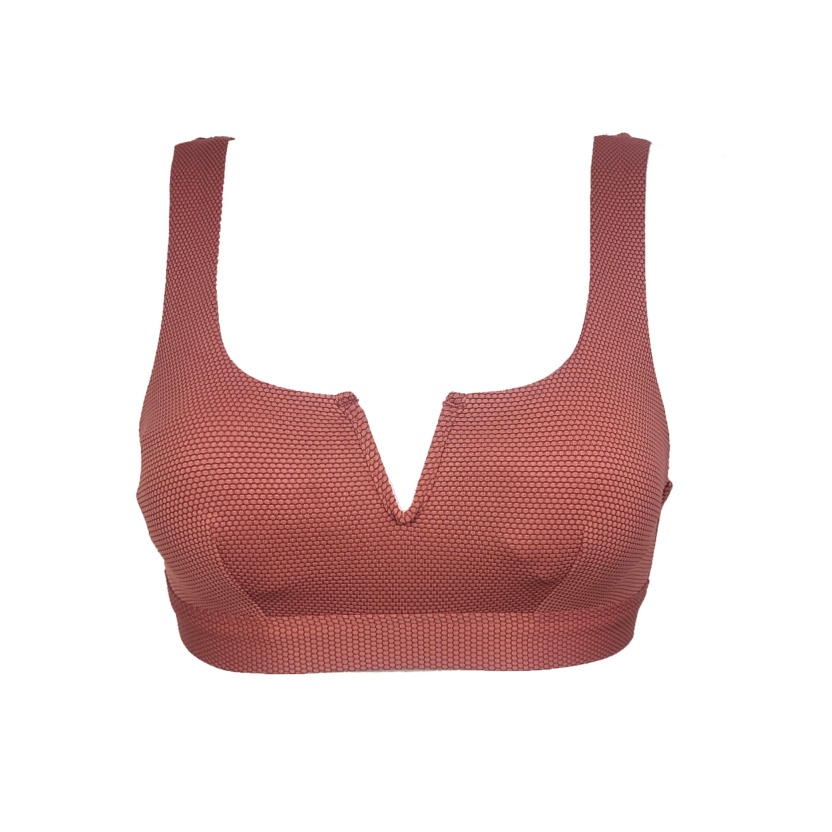 Rust brown textured preformed bikini sets for women - Image 2