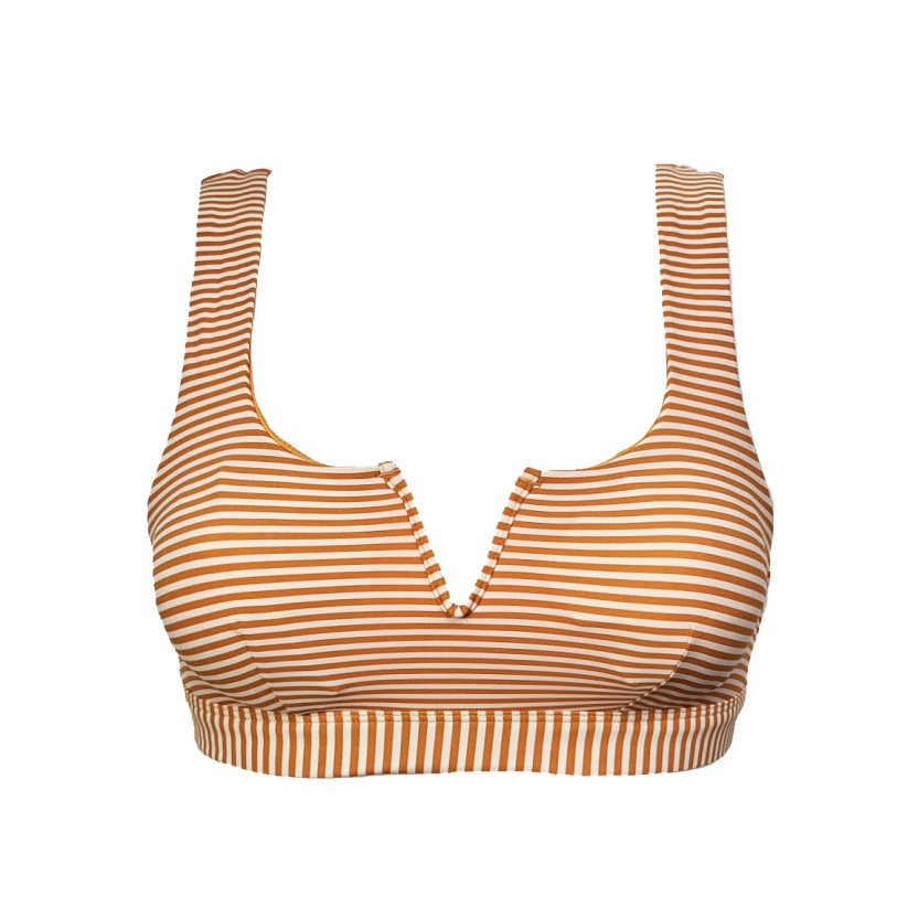 Oranje/cr?me voorgevormde gestreepte bikinisets voor dames - Afbeelding 2