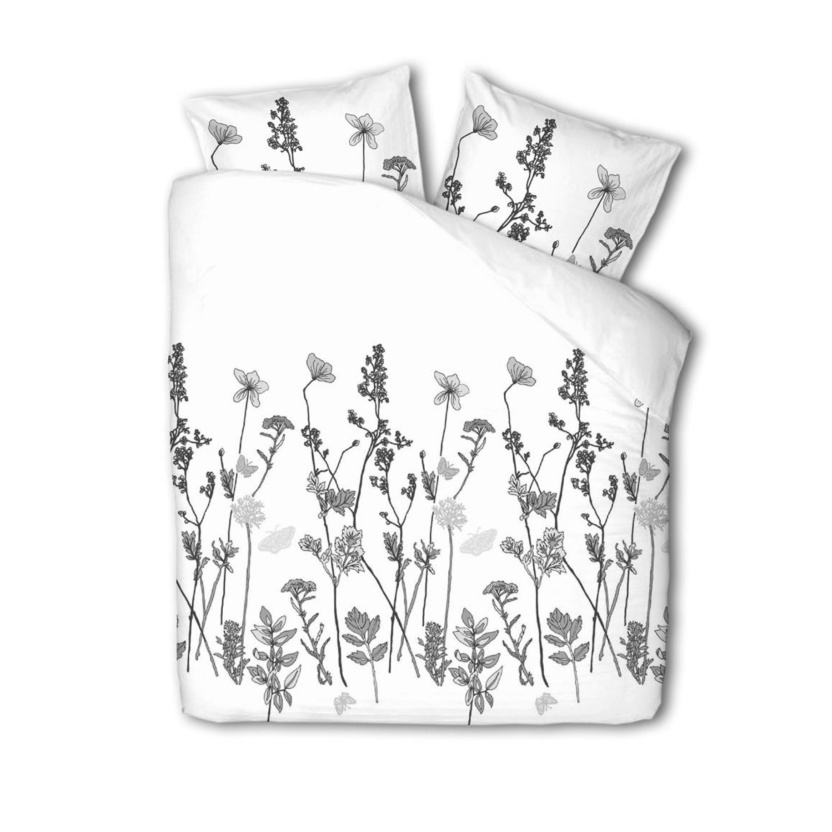 2-pack Witte dekbedovertrekken met bloemenprint - 140x220cm