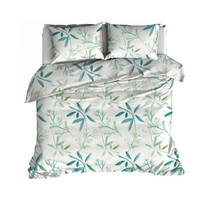 2-pack Witte dekbedovertrekken met bladerenprint - 140x220cm - Afbeelding 2
