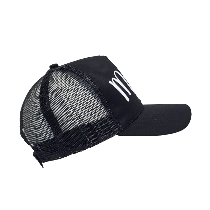 Zwarte baseball petten met MZZL tekst print en velcro sluiting aan de achterkant - Afbeelding 3