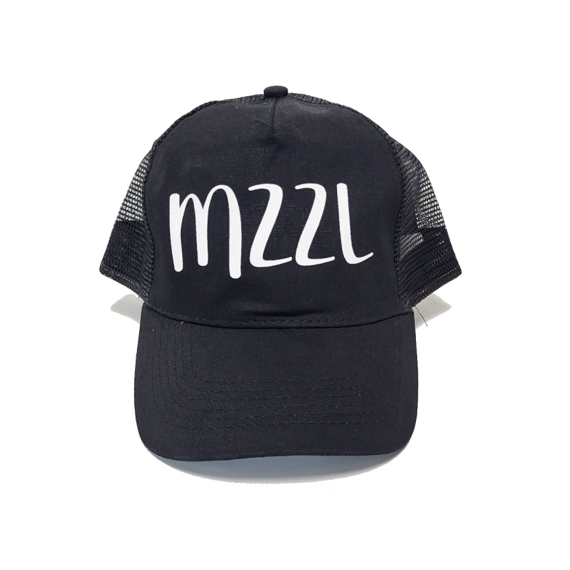 Zwarte baseball petten met MZZL tekst print en velcro sluiting aan de achterkant - Afbeelding 2