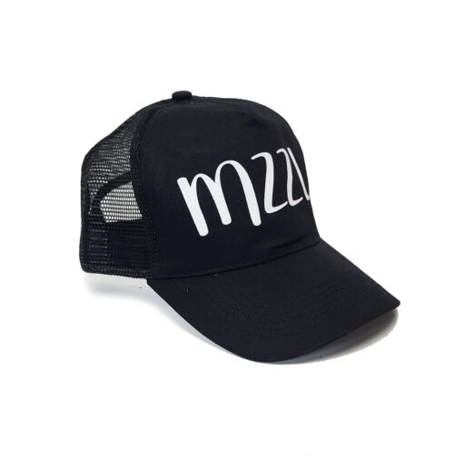 Zwarte baseball petten met MZZL tekst print en velcro sluiting aan de achterkant