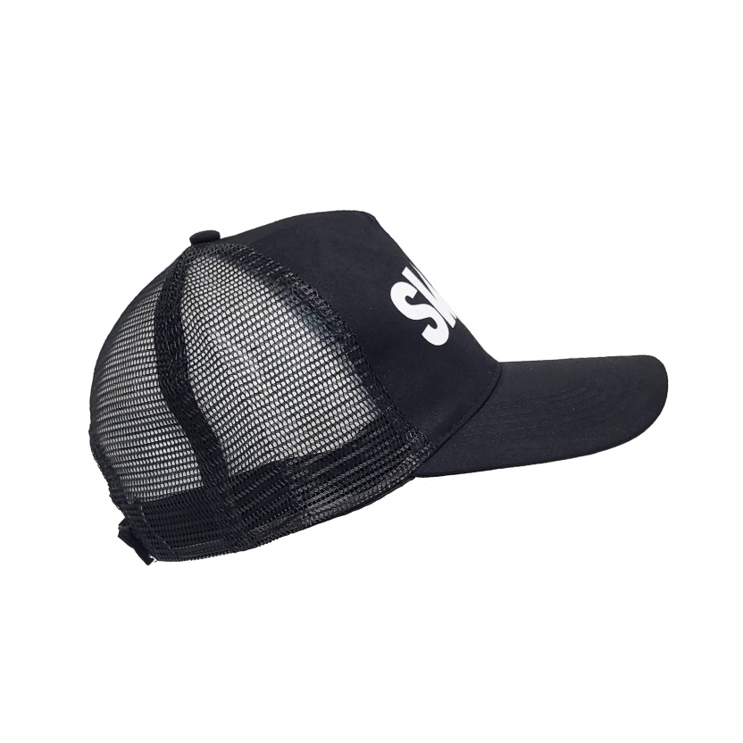 Zwarte baseball petten met SWAG tekst print en velcro sluiting aan de achterkant - Afbeelding 3