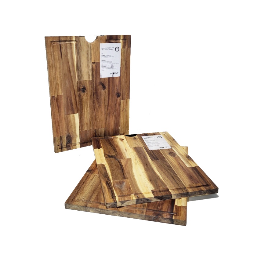 Acaciahouten snijplanken met metalen handvat 40x30cm - Afbeelding 7