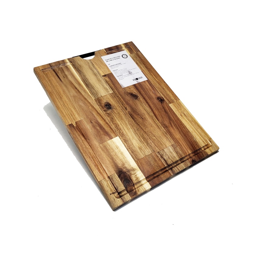Acaciahouten snijplanken met metalen handvat 40x30cm
