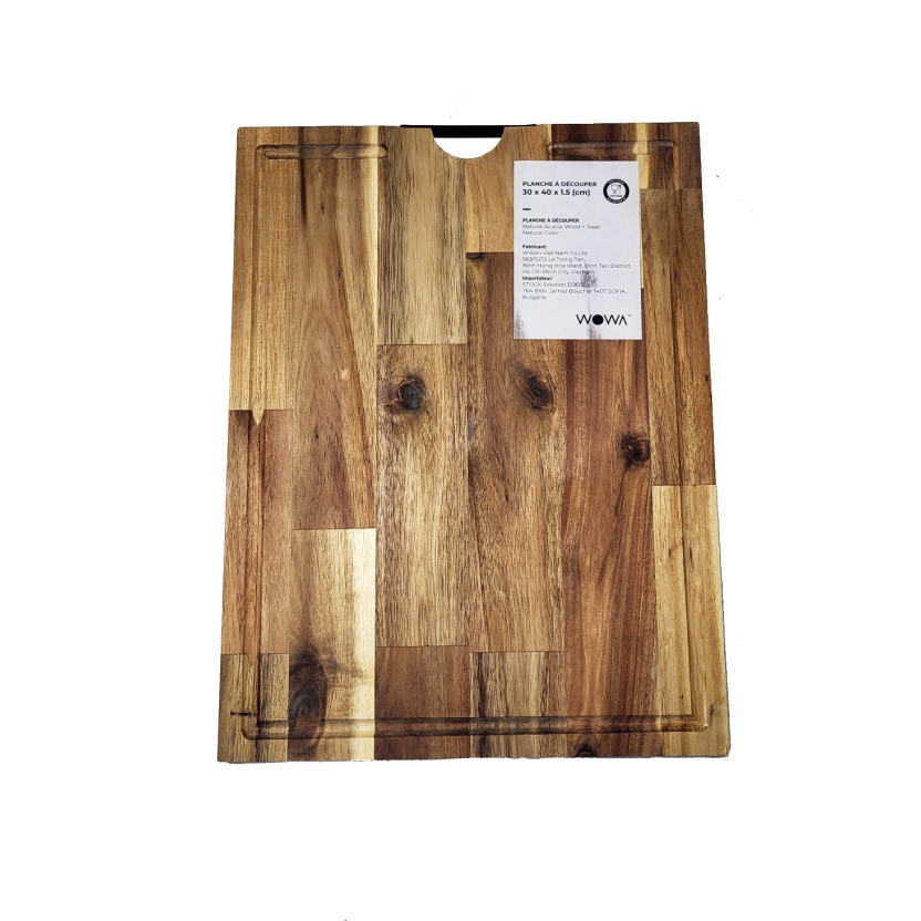 Acaciahouten snijplanken met metalen handvat 40x30cm - Afbeelding 6