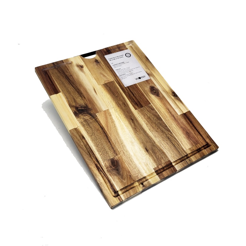Acaciahouten snijplanken met metalen handvat 40x30cm - Afbeelding 3