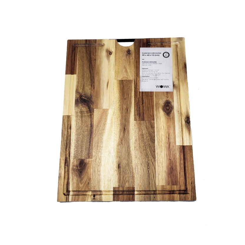 Acaciahouten snijplanken met metalen handvat 40x30cm - Afbeelding 4