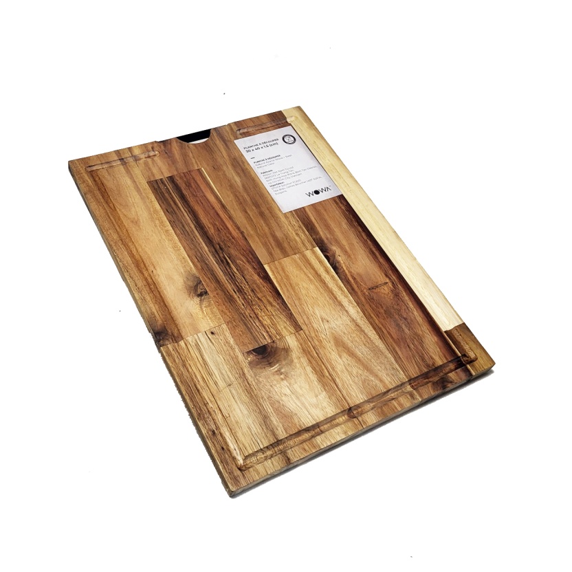 Acaciahouten snijplanken met metalen handvat 40x30cm - Afbeelding 2