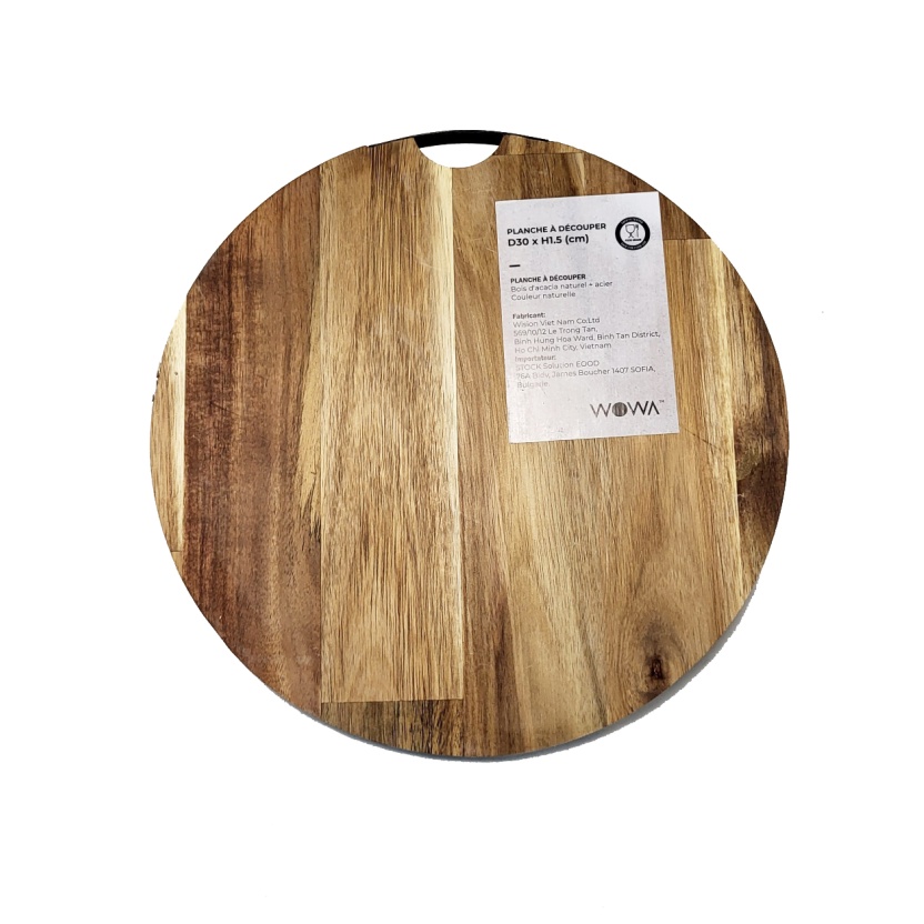 Acacia wooden cutting boards or serving boards with metal handle - Image 2