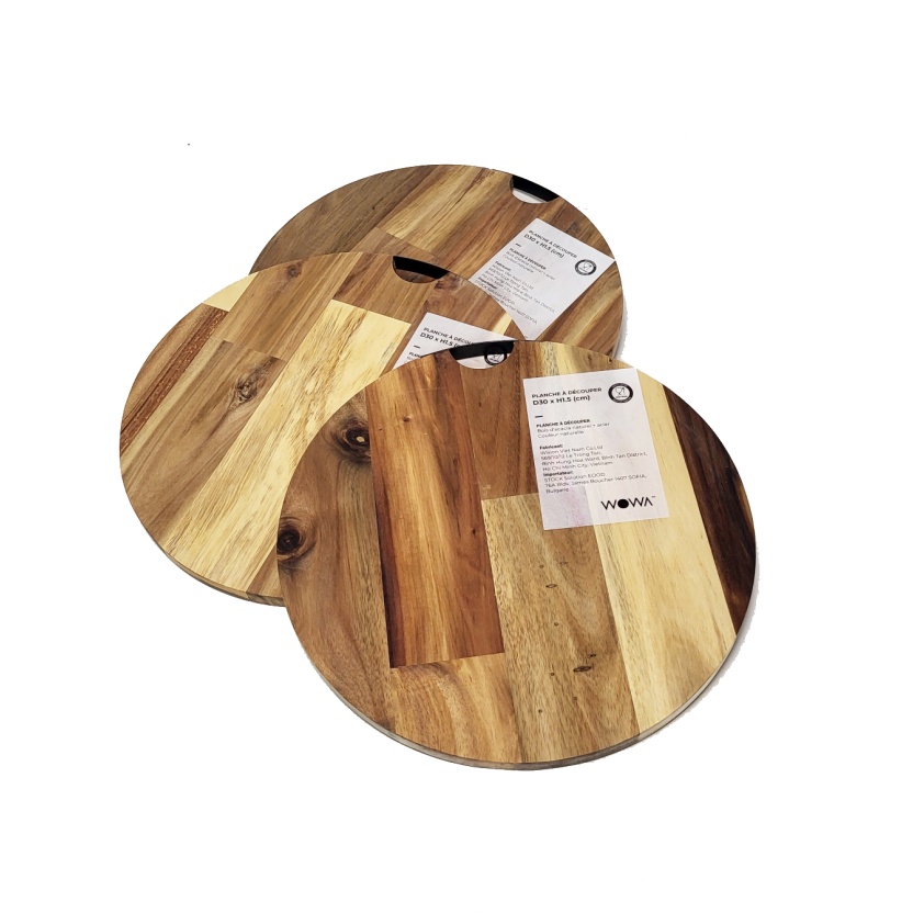 Acacia wooden cutting boards or serving boards with metal handle - Image 6