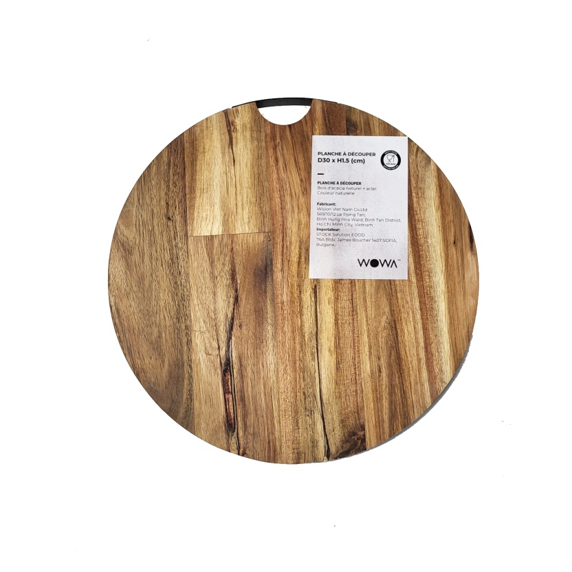 Acacia wooden cutting boards or serving boards with metal handle