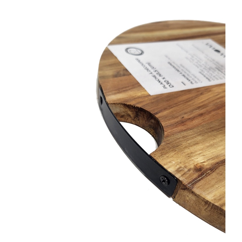 Acacia wooden cutting boards or serving boards with metal handle - Image 10