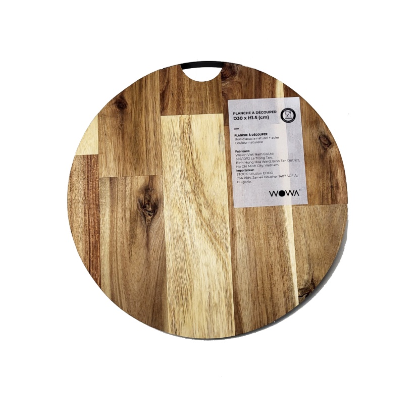 Acacia wooden cutting boards or serving boards with metal handle - Image 3