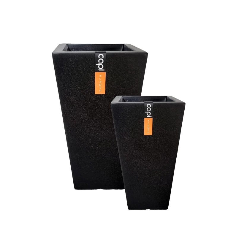 Set of two black Capi big plant pots