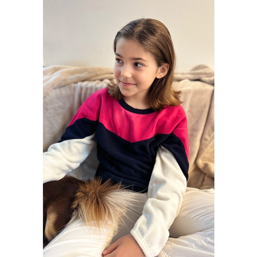 Fuchsia French Disorder mini Joan polar fleece sweaters for kids - Image 4