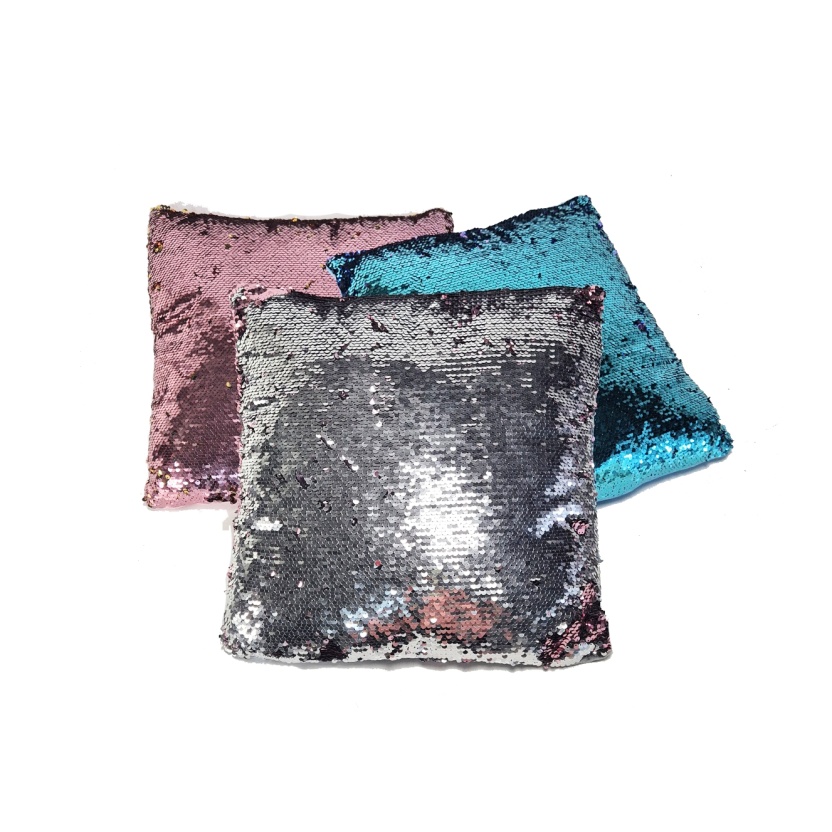 Cushions with reversible sequins - three colour variations mix