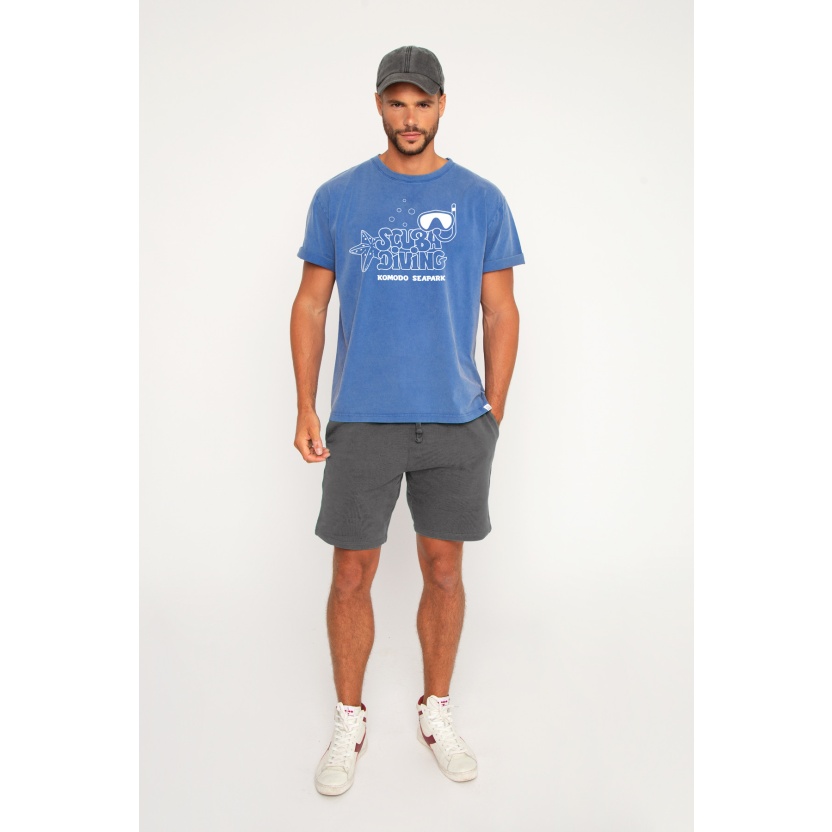 Indigo French Disorder Mike gewassen Scuba-T-shirts - Afbeelding 4
