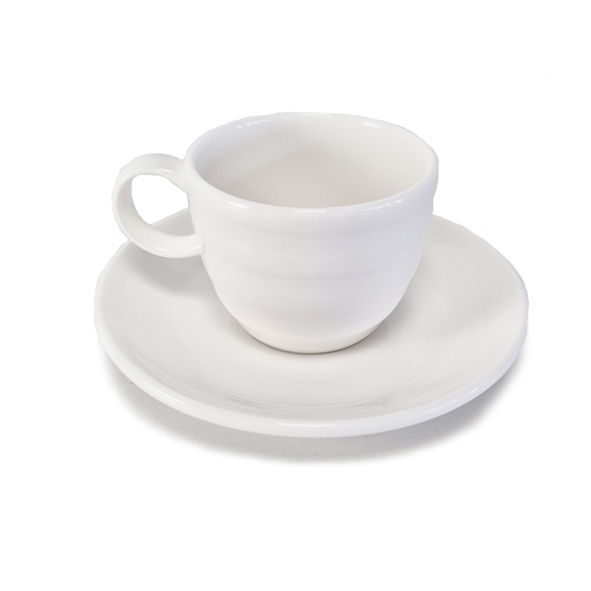 Witte porseleinen St. James espressokopjes en schoteltjes 100ML