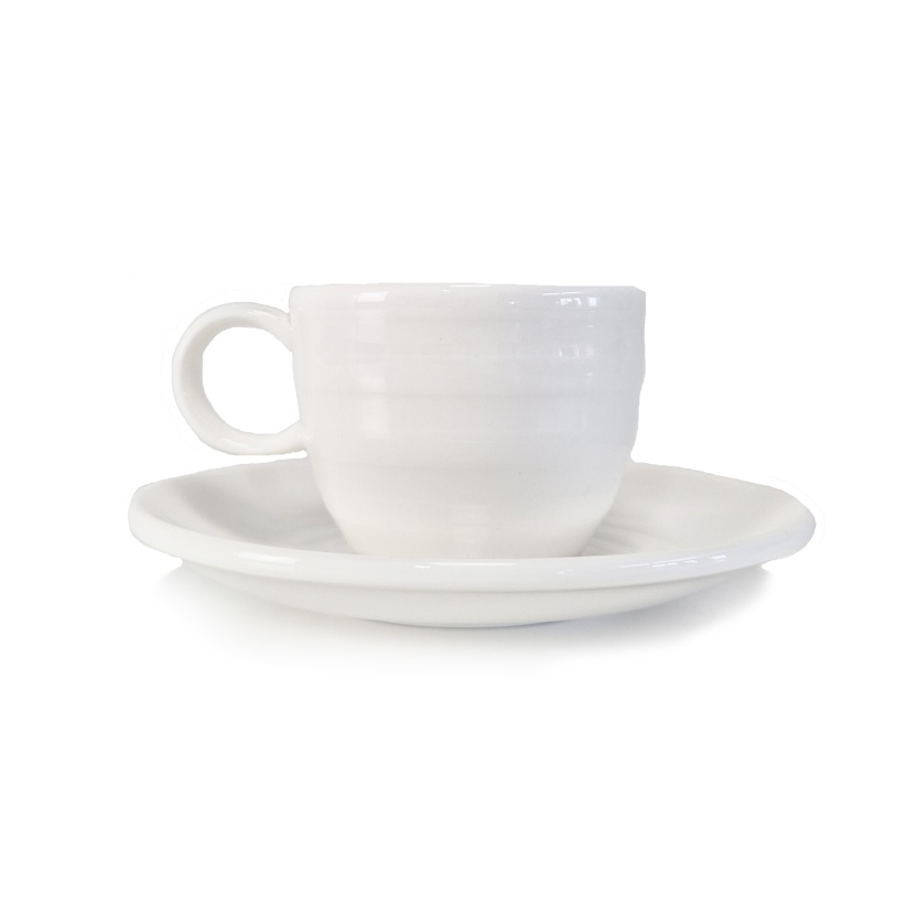 Witte porseleinen St. James espressokopjes en schoteltjes 100ML - Afbeelding 2