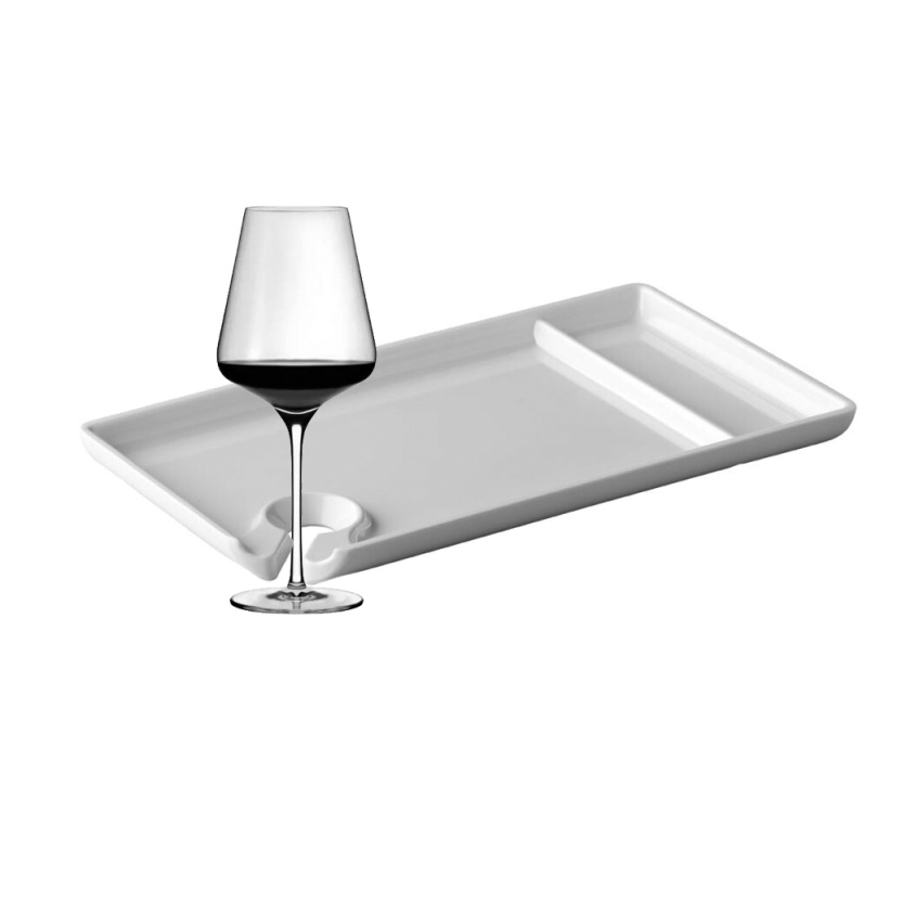 Witte onbreekbare melamine feestborden met wijnglasuitsparing - Afbeelding 2