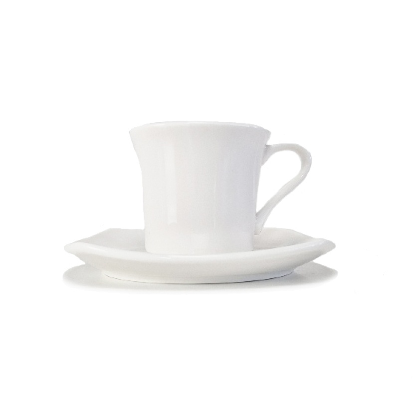 Witte porseleinen St. James espressokopjes en schoteltjes 100ML - Afbeelding 2