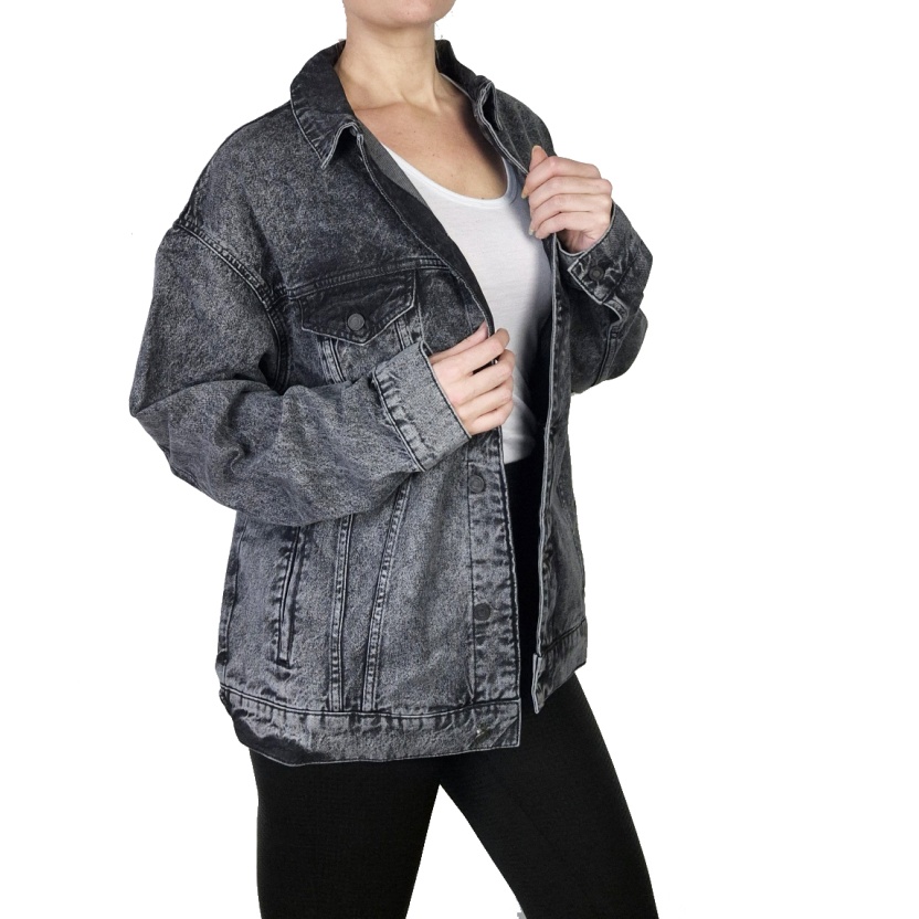 Karo Kauer vervaagde zwarte oversized Oli jeans jacks - Afbeelding 4