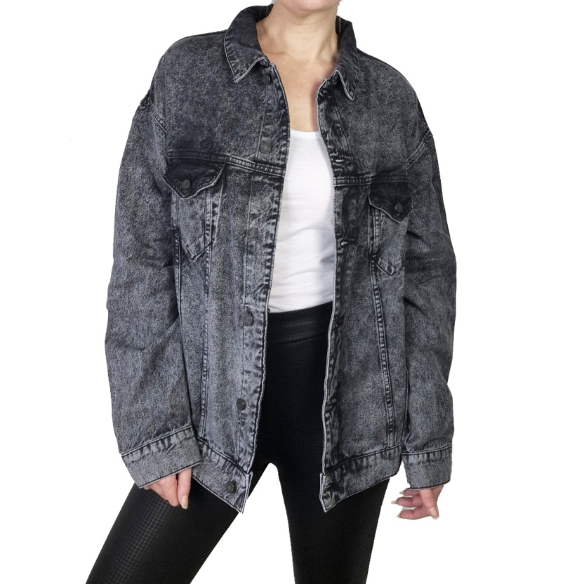 Karo Kauer vervaagde zwarte oversized Oli jeans jacks - Afbeelding 2