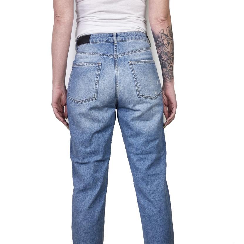 Midblauwe Karo Kauer gescheurde mom jeans voor dames - Afbeelding 9