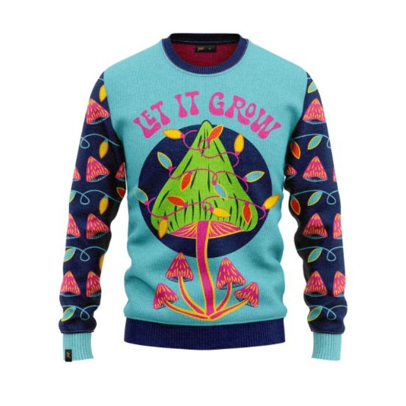 Blue JAP Christmas sweaters 'Let it Grow' for men or women
