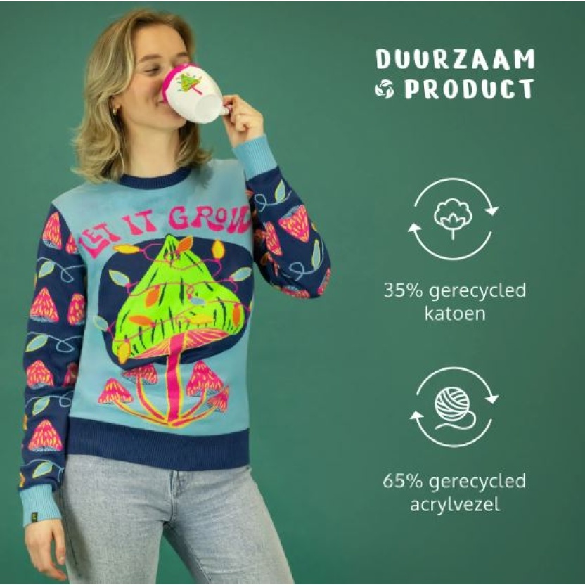 Blue JAP Christmas sweaters 'Let it Grow' for men or women - Image 3