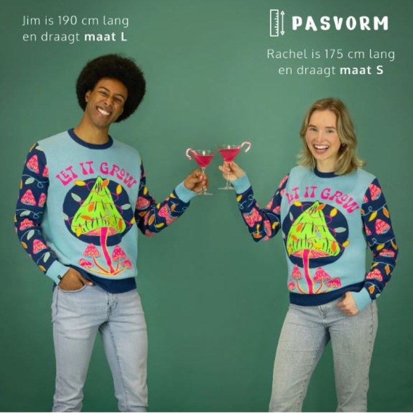 Blue JAP Christmas sweaters 'Let it Grow' for men or women - Image 4