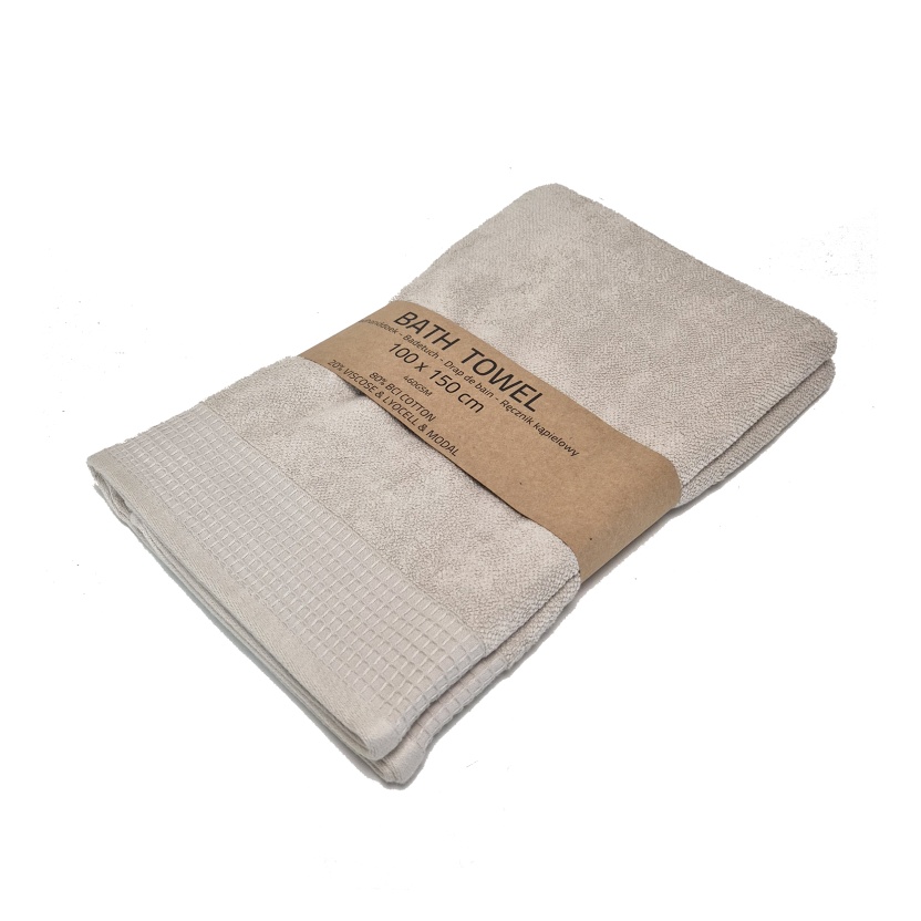 Beige terry bath towels 100x150cm - 460GSM - Image 3