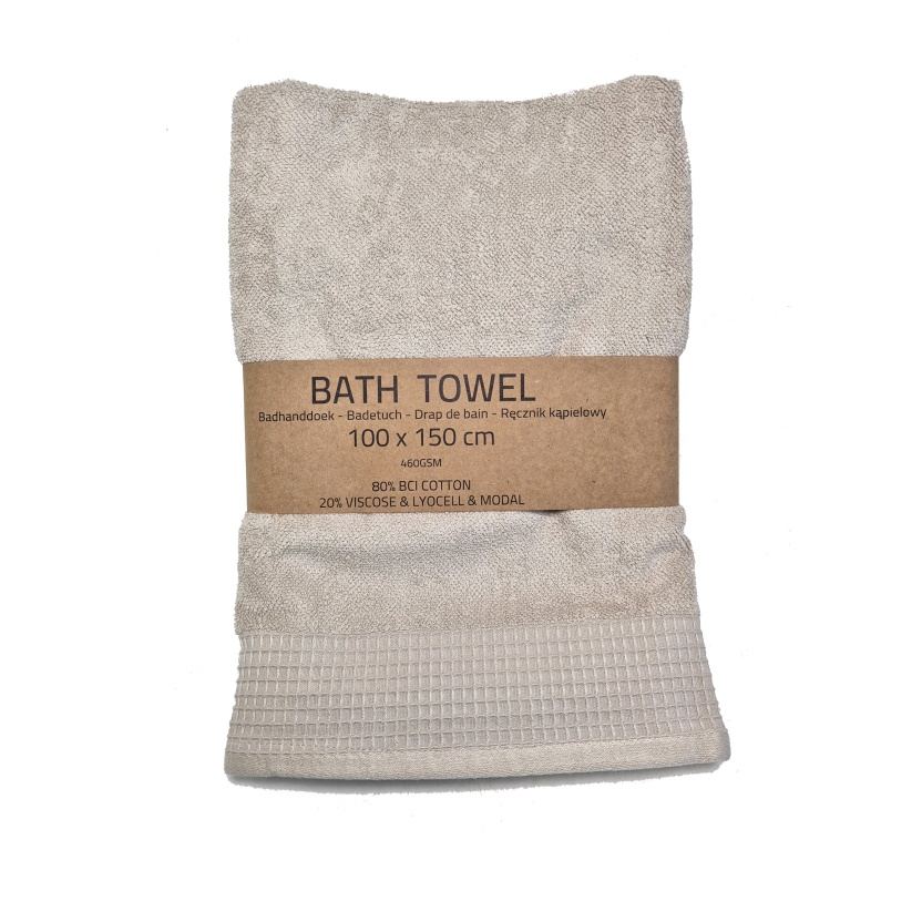 Beige terry bath towels 100x150cm - 460GSM