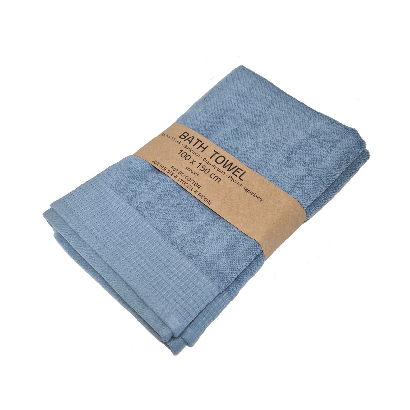 Blauwe badhanddoeken van badstof 100x150cm - 460GSM - Afbeelding 3