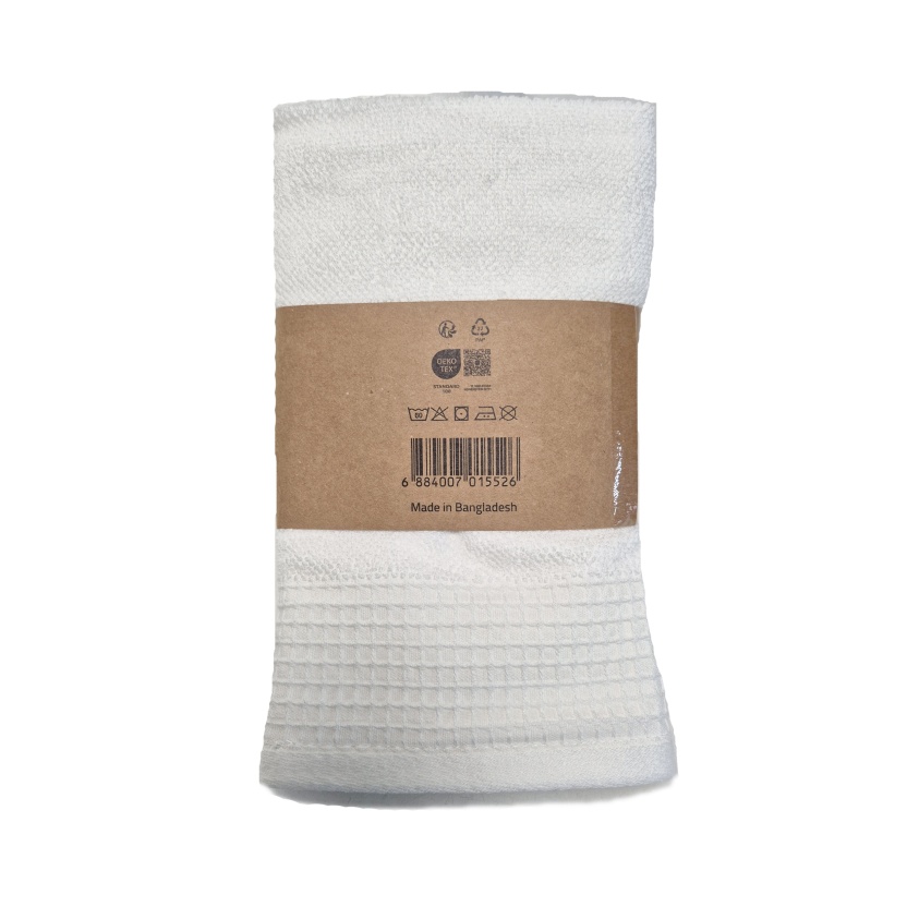 2-packs witte badstof keukenhanddoeken 40x70cm - 460GSM - Afbeelding 2