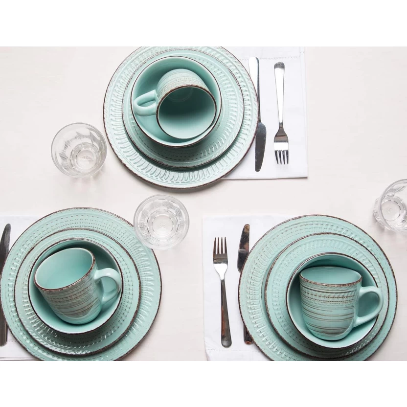 Aquablauwe Home Essentials keramische dinerborden 27,5cm - Afbeelding 4