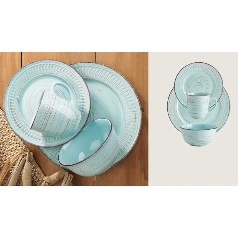 Aquablauwe Home Essentials keramische dinerborden 27,5cm - Afbeelding 3