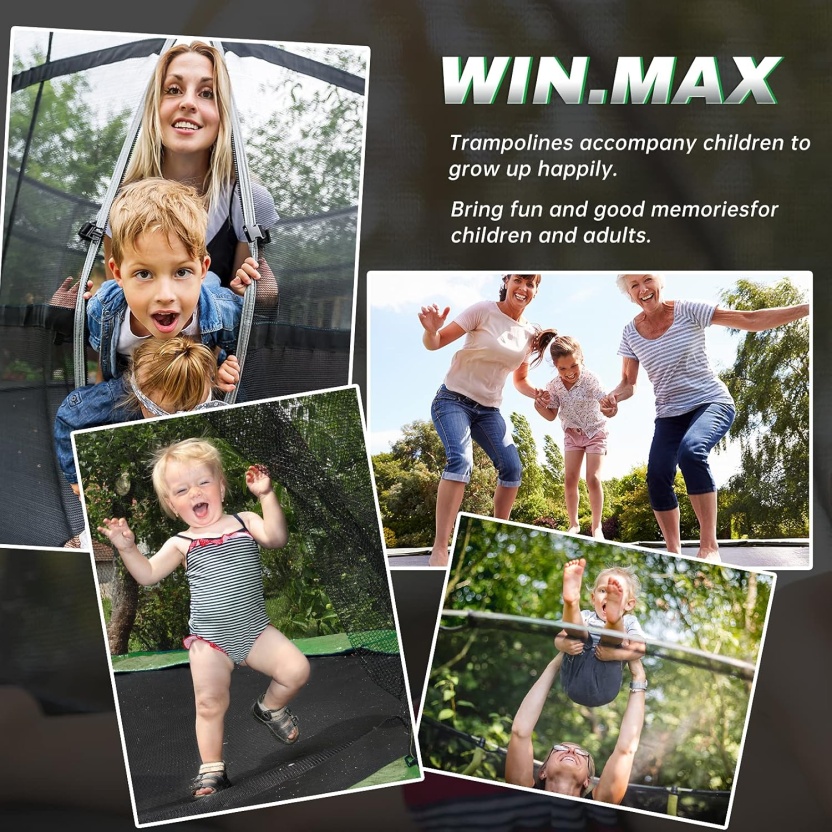 Green Win.max pumkin model trampolines 366cm with ladder and safety net - Image 3