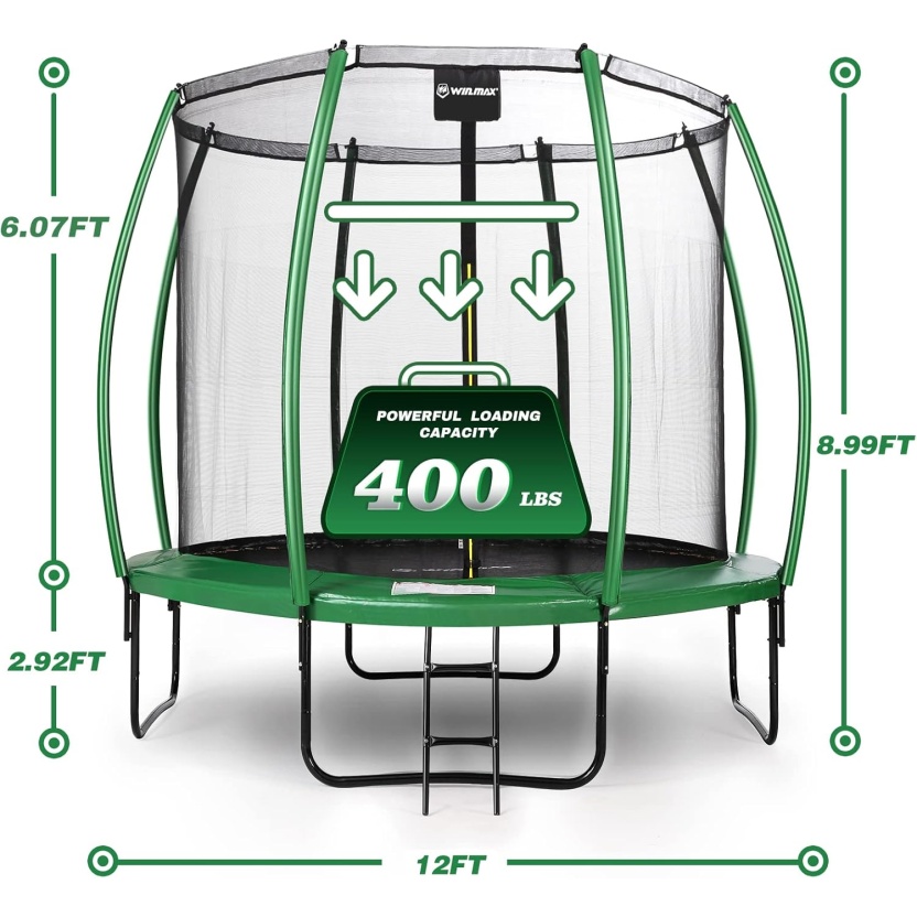 Green Win.max pumkin model trampolines 366cm with ladder and safety net - Image 6