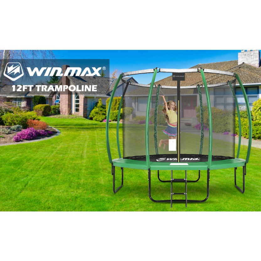 Green Win.max pumkin model trampolines 366cm with ladder and safety net - Image 7