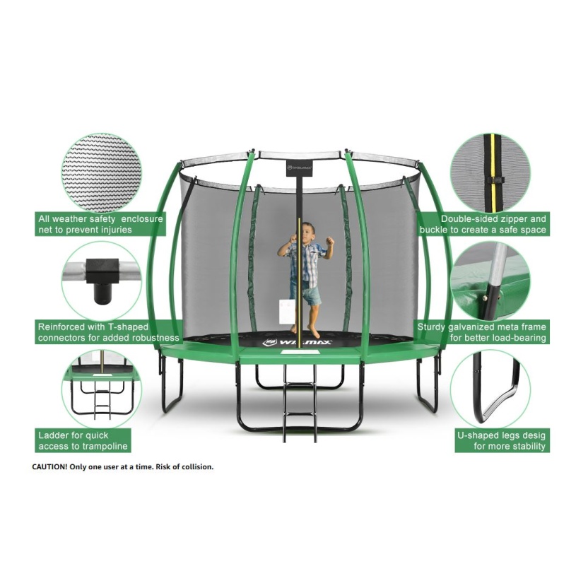 Green Win.max pumkin model trampolines 366cm with ladder and safety net - Image 2