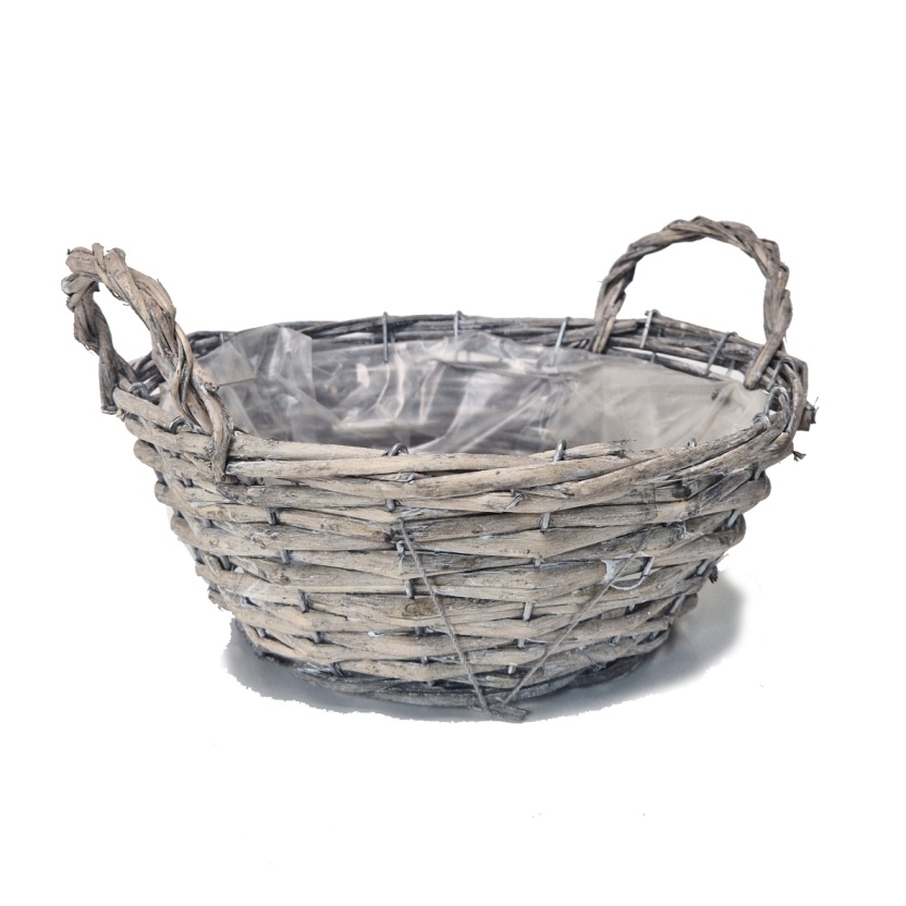 Greywash plant baskets made from willow wood