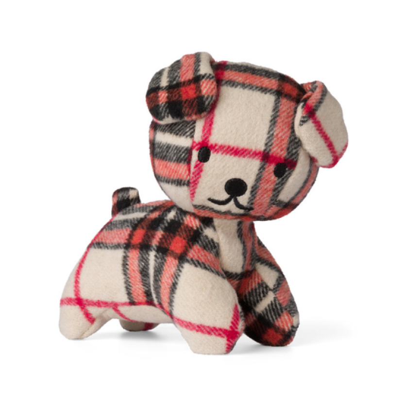 Miffy & Friends beige Snuffie the dog checked stuffed animals 21cm